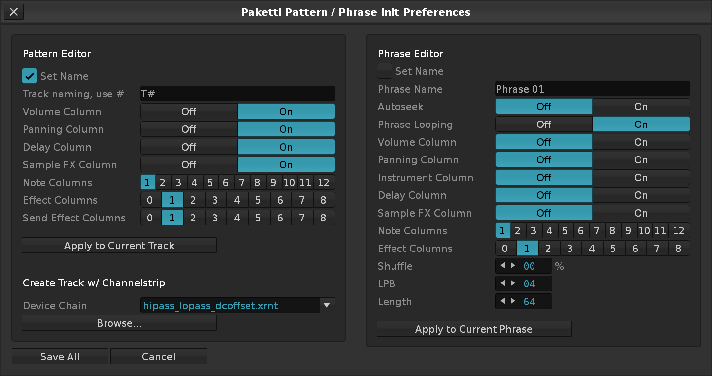 Paketti Pattern Phrase Init Prefs