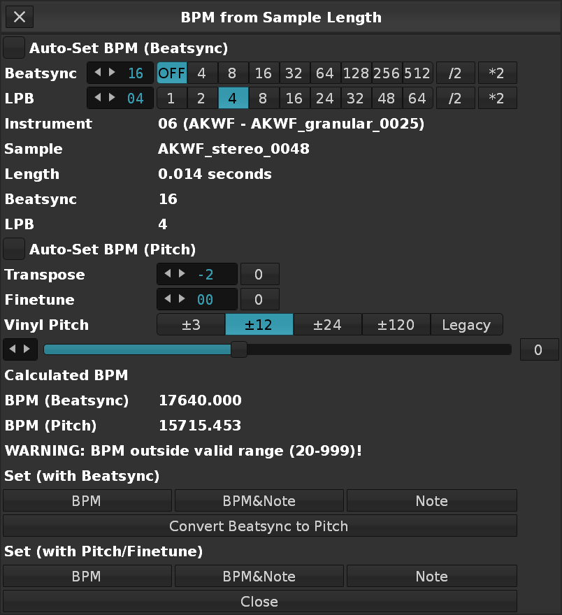 BPM From Sample Length