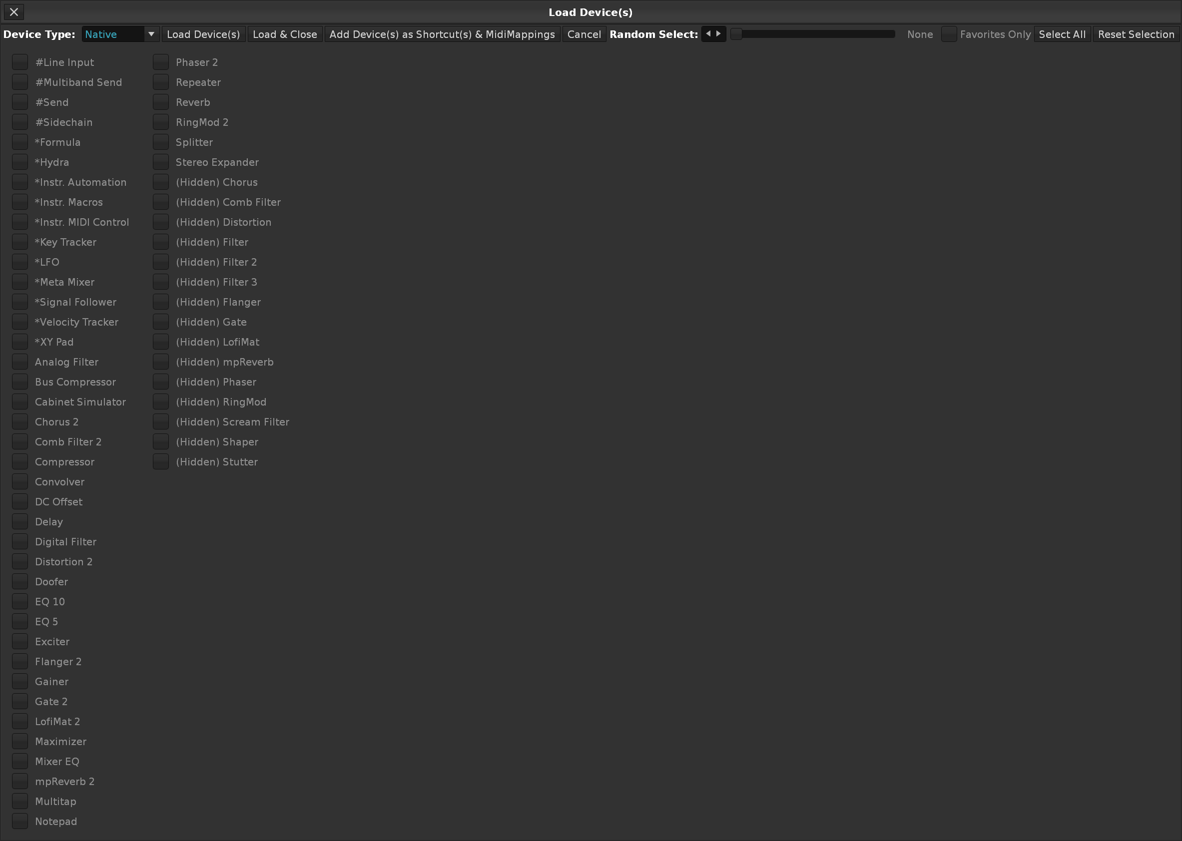 Native VST VST3 AU Devices