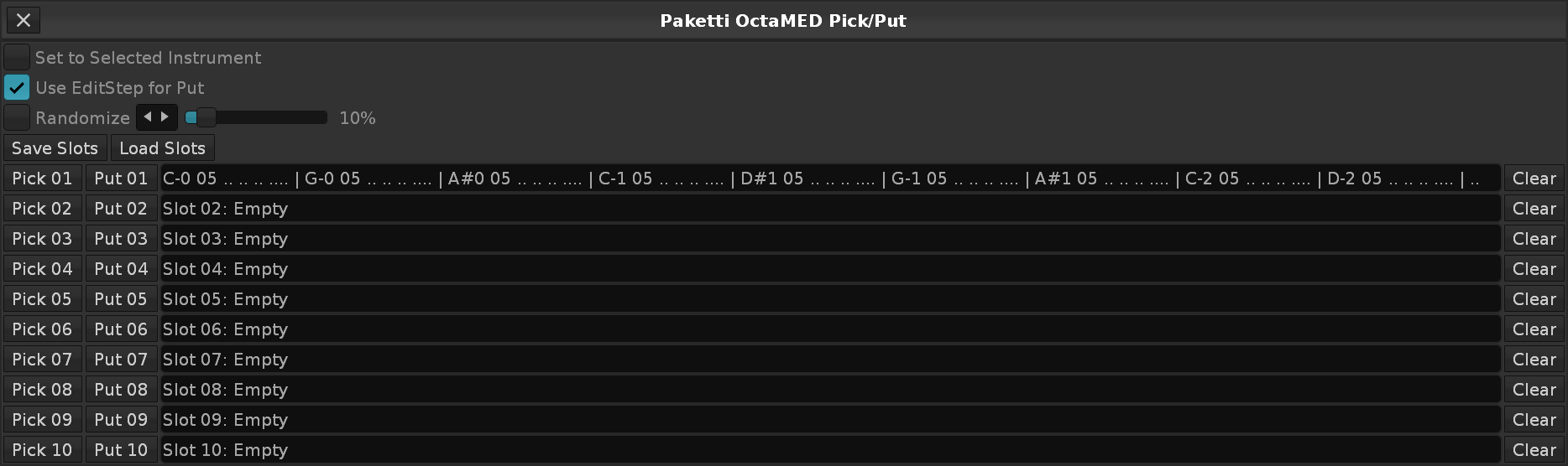 OctaMED Pick Put Row