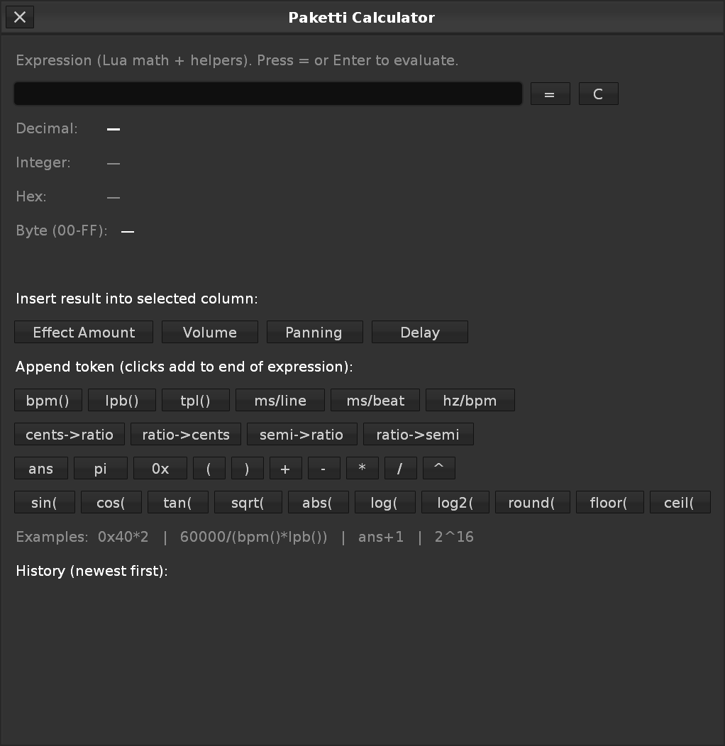Paketti Calculator