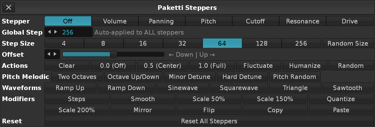 Paketti Steppers Dialog