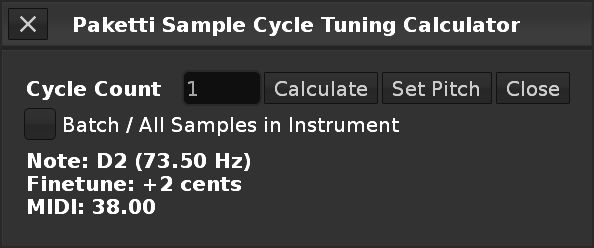 Sample Cycle Tuning Calculator