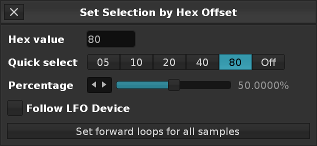 Set Selection by Hex Offset
