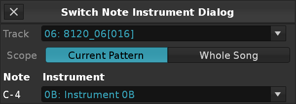 Switch Note Instrument Dialog