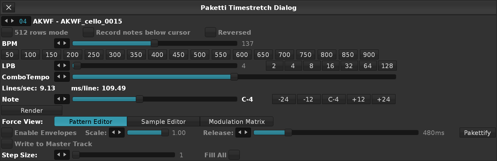 TimeStretch Dialog
