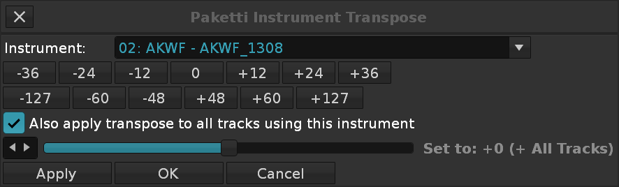 Instrument Transpose Dialog