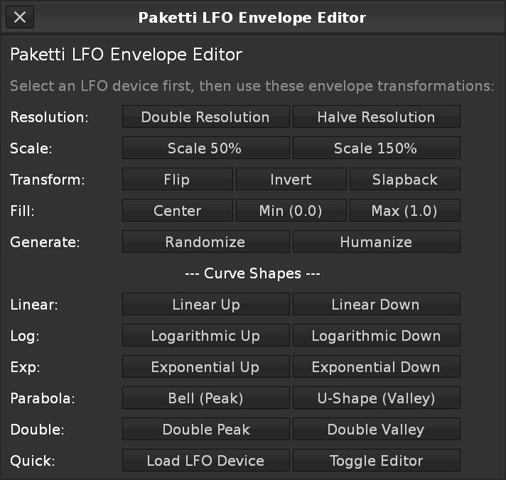 LFO Envelope Editor