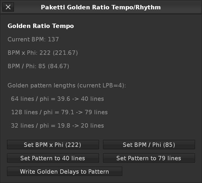 Paketti Golden Ratio Tempo Rhythm