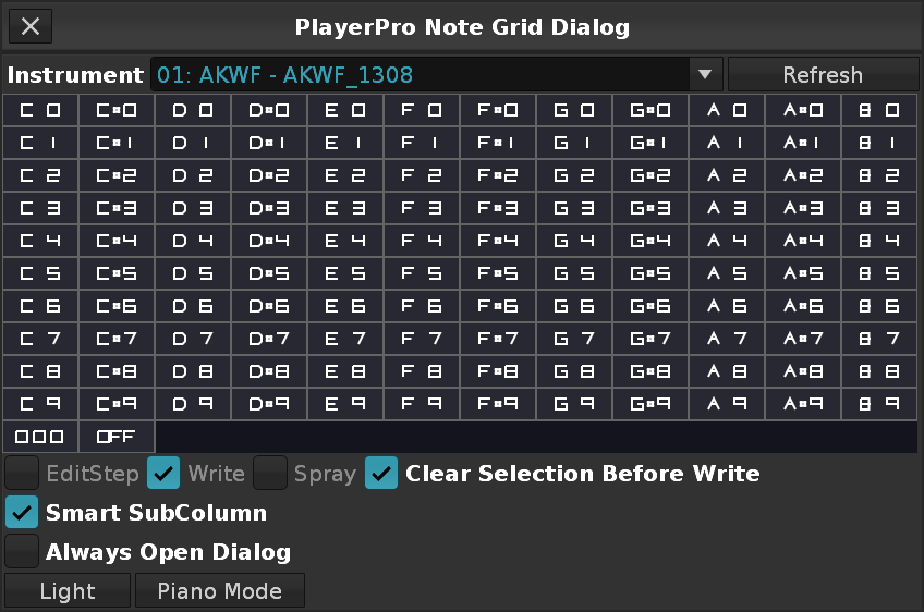 Player Pro Note Selector